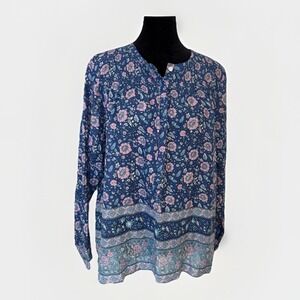 J. Crew Woman's Size 8 Floral Shirt Cotton Voile Top Lightweight Boho‎ Blouse